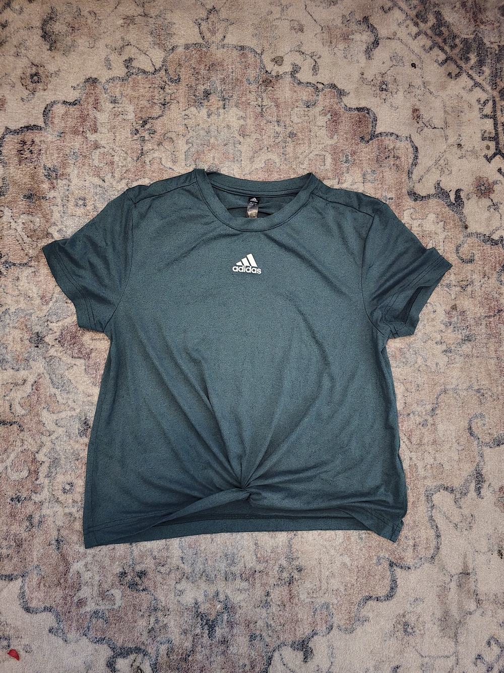 adidas Boys' Dark Green Athletic Tee with Logo